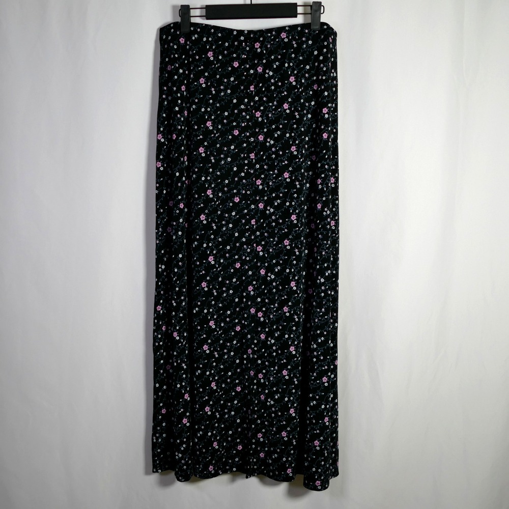 VTG Briggs New York Y2K Whimsigoth Maxi Skirt Size L Floral Buttons Fairy Grunge